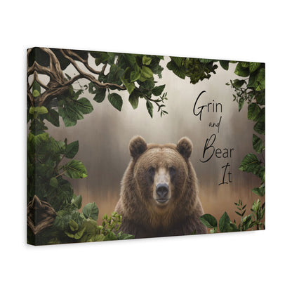 "Grin and Bear It" Bear Nature Print Canvas