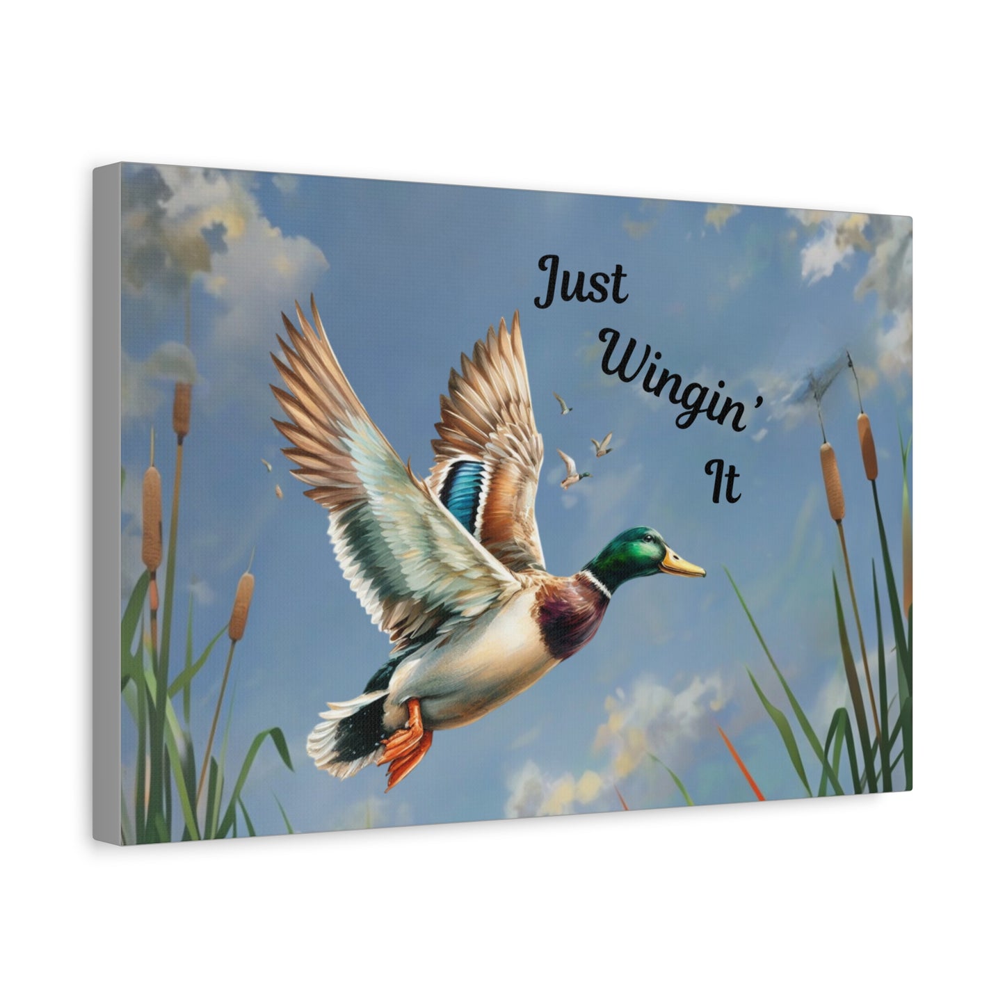 "Just Wingin' It" Mallard Duck Inspirational Nature Canvas Print