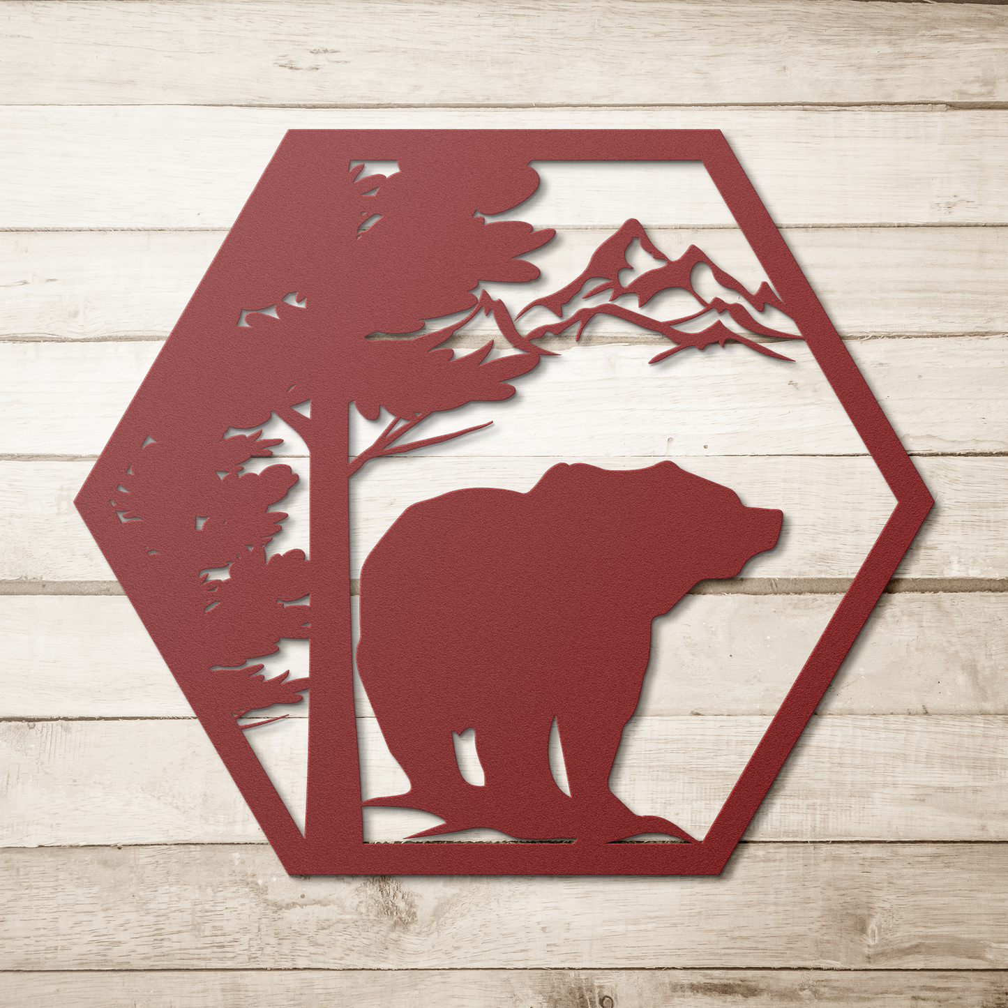 Bear_Metal_Sign_Red_Simple_Wood_BKGD_Mockup.png