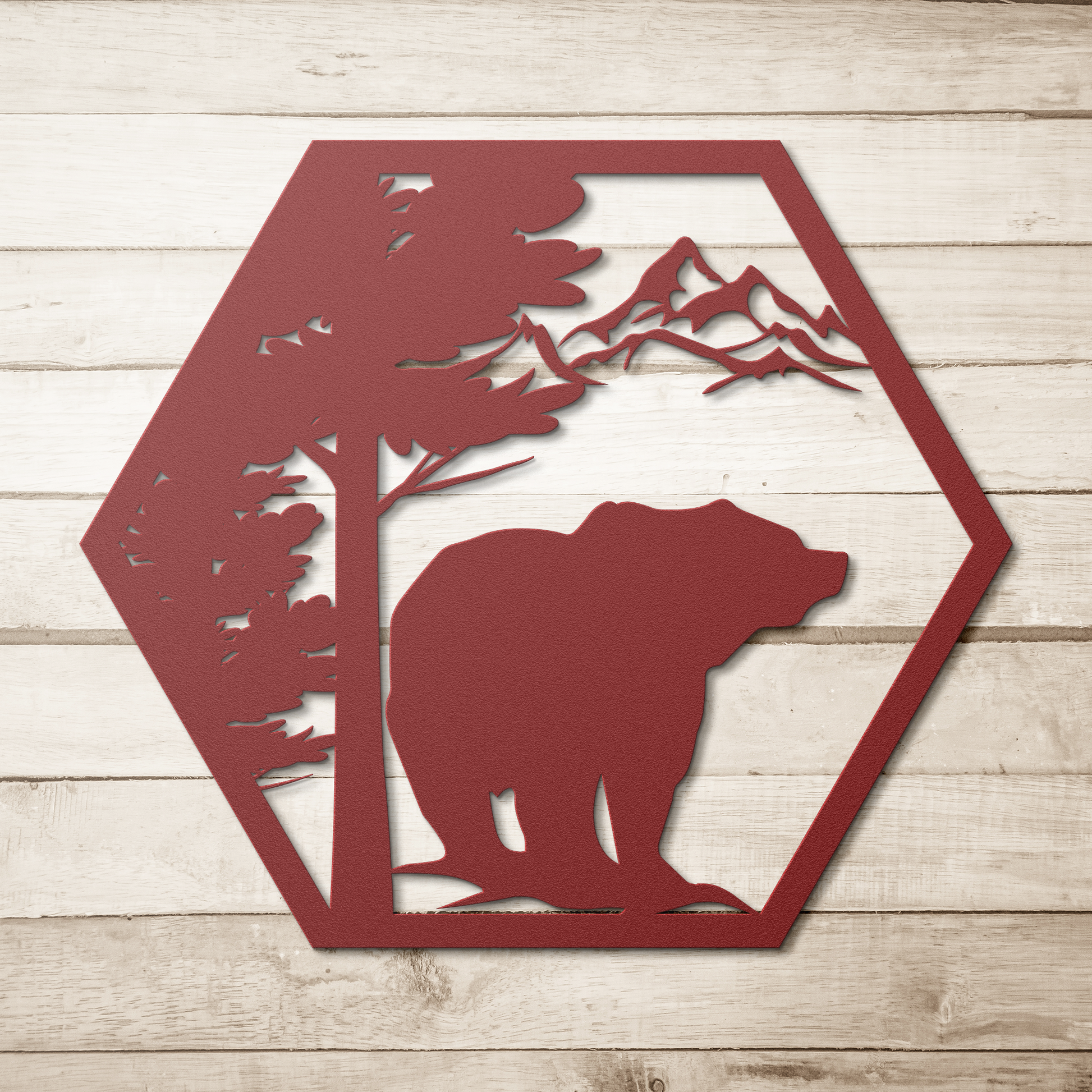 Bear_Metal_Sign_Red_Simple_Wood_BKGD_Mockup.png
