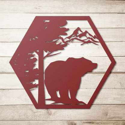 Bear_Metal_Sign_Red_Simple_Wood_BKGD_Mockup.png