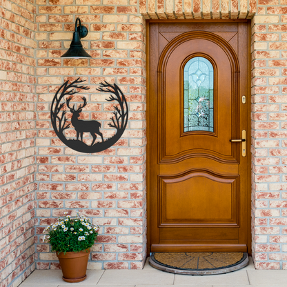 Deer_Metal_Sign_Black_Brick_Entrance_Mockup.png