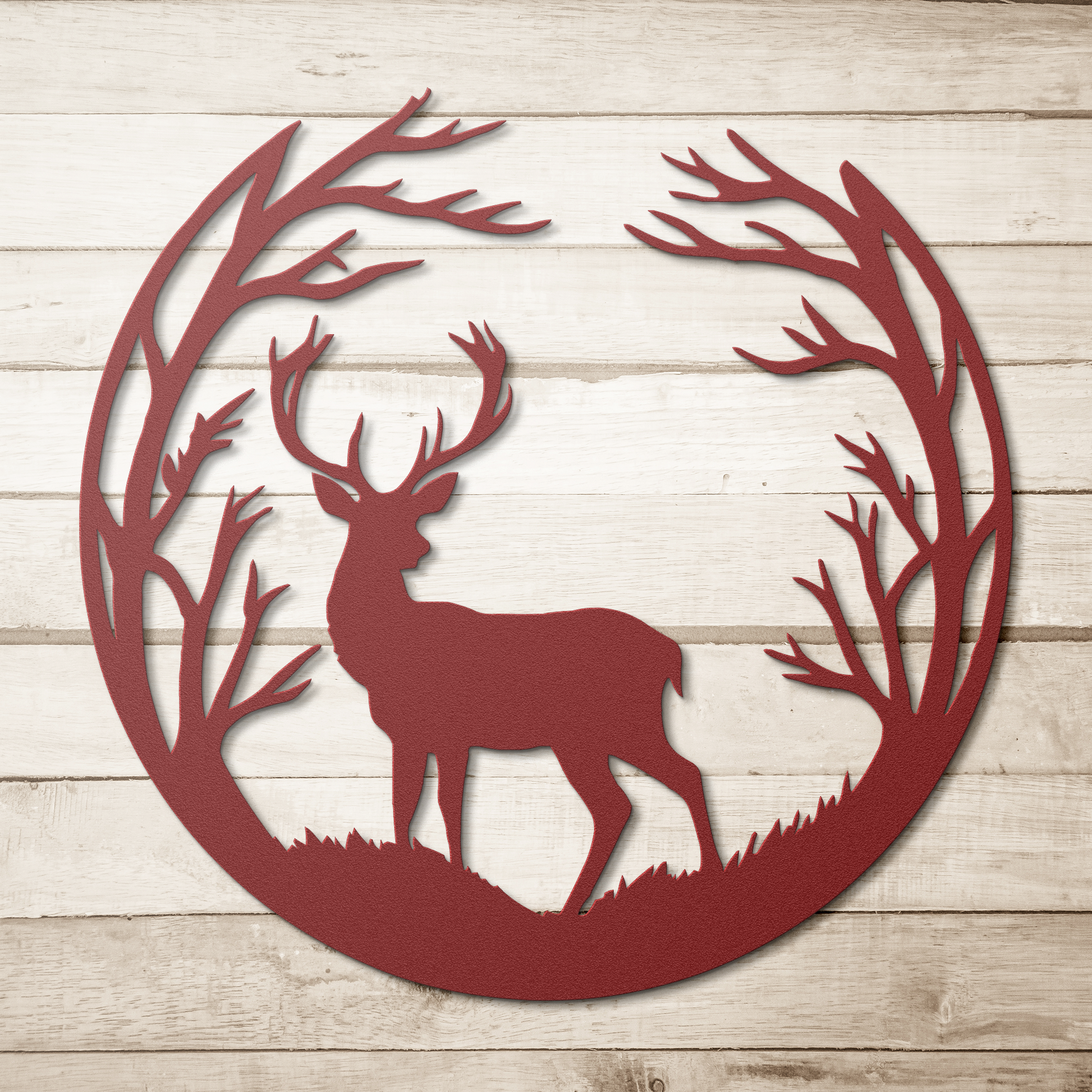 Deer_Metal_Sign_Red_Simple_Wood_BKGD_Mockup.png