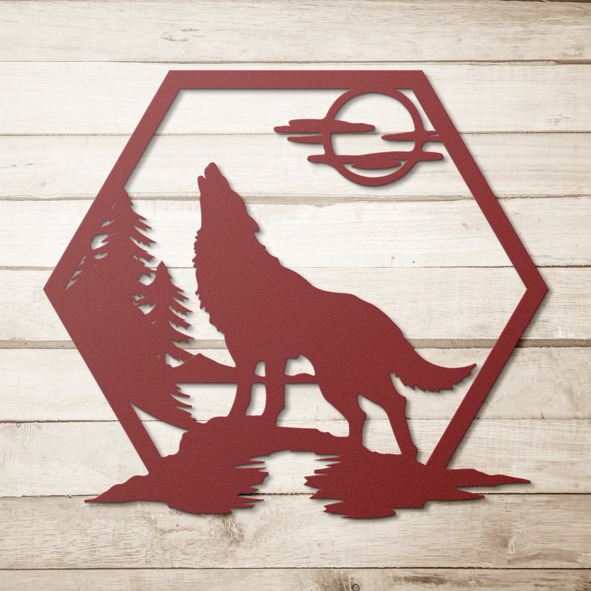 Howling_Wolf_Metal_Sign_Red_Simple_Wood_BKGD_Mockup.png