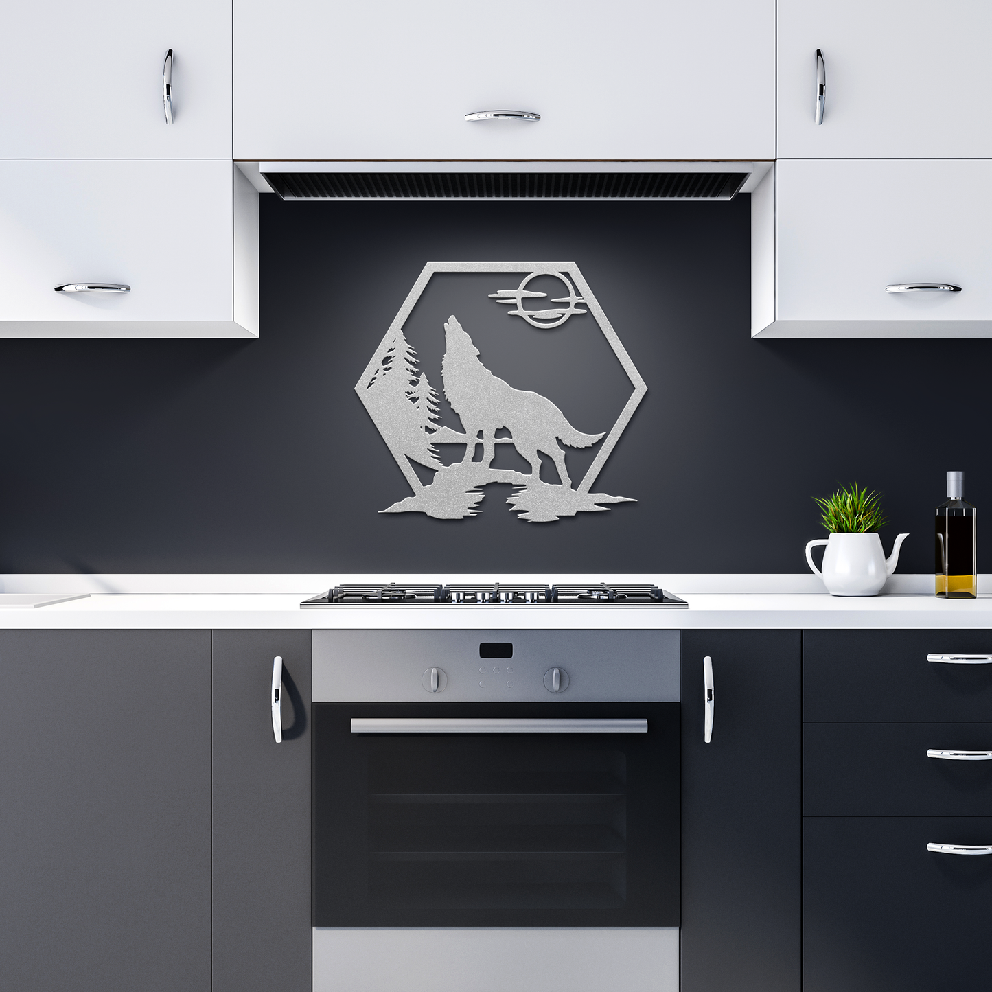 Howling_Wolf_Metal_Sign_Silver_Dark_Kitchen_Mockup.png
