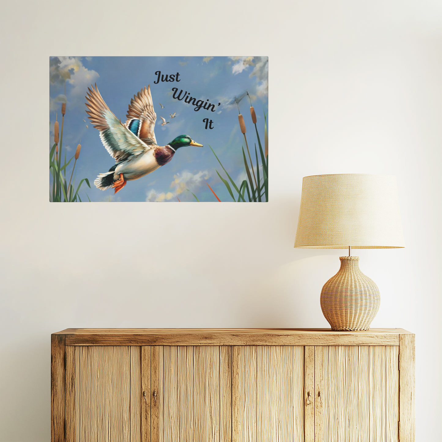 "Just Wingin' It" Mallard Duck Inspirational Nature Canvas Print